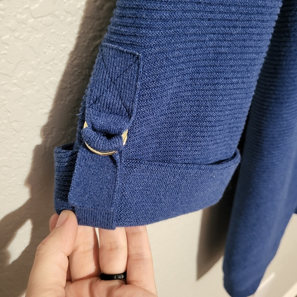 ❄️ Chico's blue long line knit open cardigan sweater size 3 / XL cotton blend - Picture 4 of 7